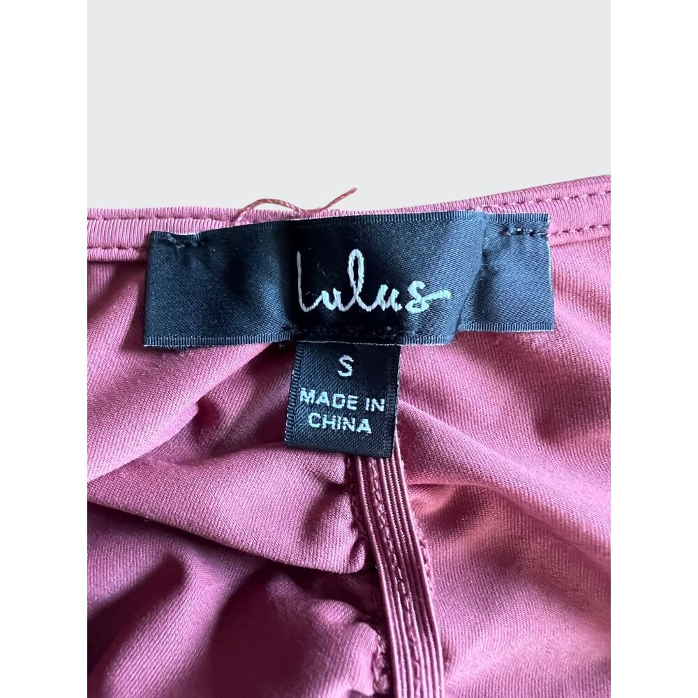 Lulus Certified Flirt Rusty Rose Ruched Long Sleeve Thong Bodysuit Size Small - Picture 5 of 13